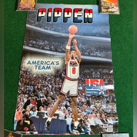 Vtg 90s Socttie Pippen Team USA Basketball Dream Team Olympics 22x34” Poster